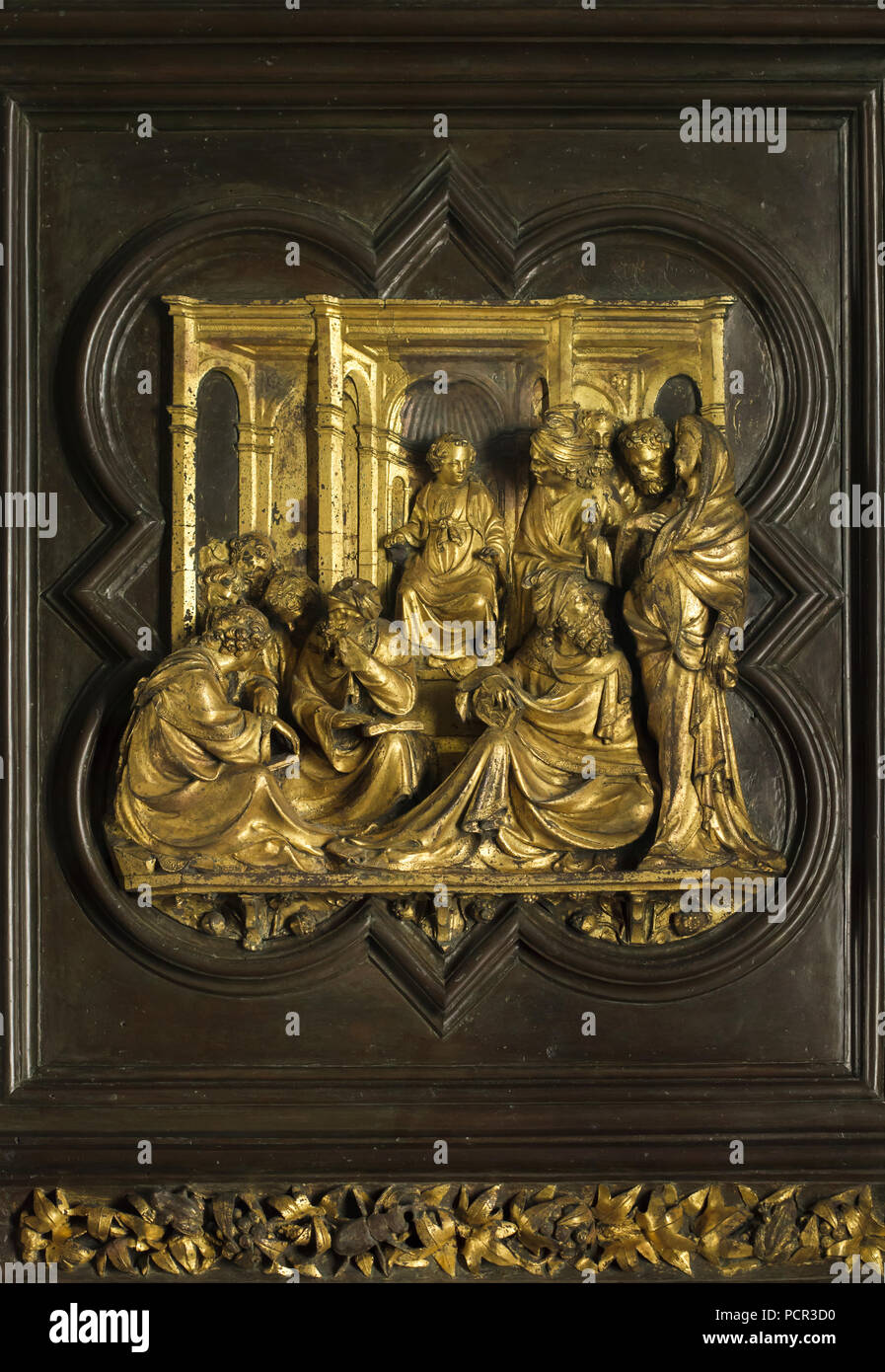 Christ Among The Doctors Gilded Bronze Panel From The North