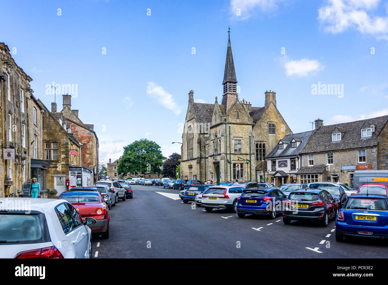 Streets and shops in historic cotswold town of Stow on the Wold in Gloucestershire, UK on 3 August 2018 Stock Photo