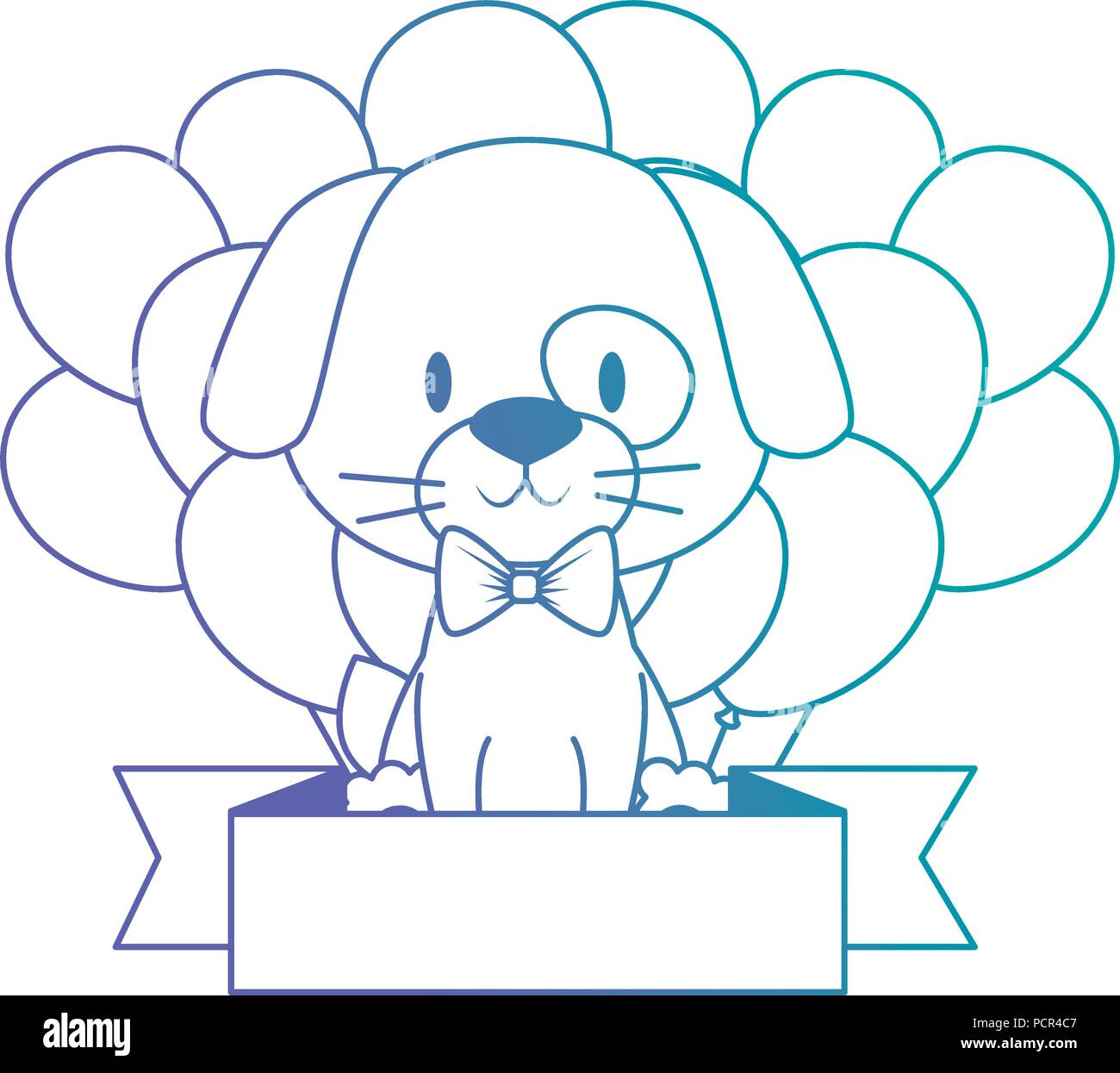 cute and adorable dog with balloons helium Stock Vector Image & Art - Alamy