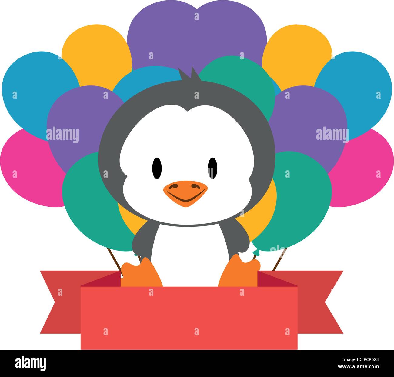 cute and adorable penguin with balloons helium Stock Vector Image & Art