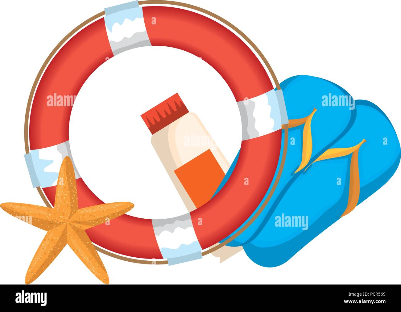 float lifeguard with starfish and sandals Stock Vector Image & Art Alamy