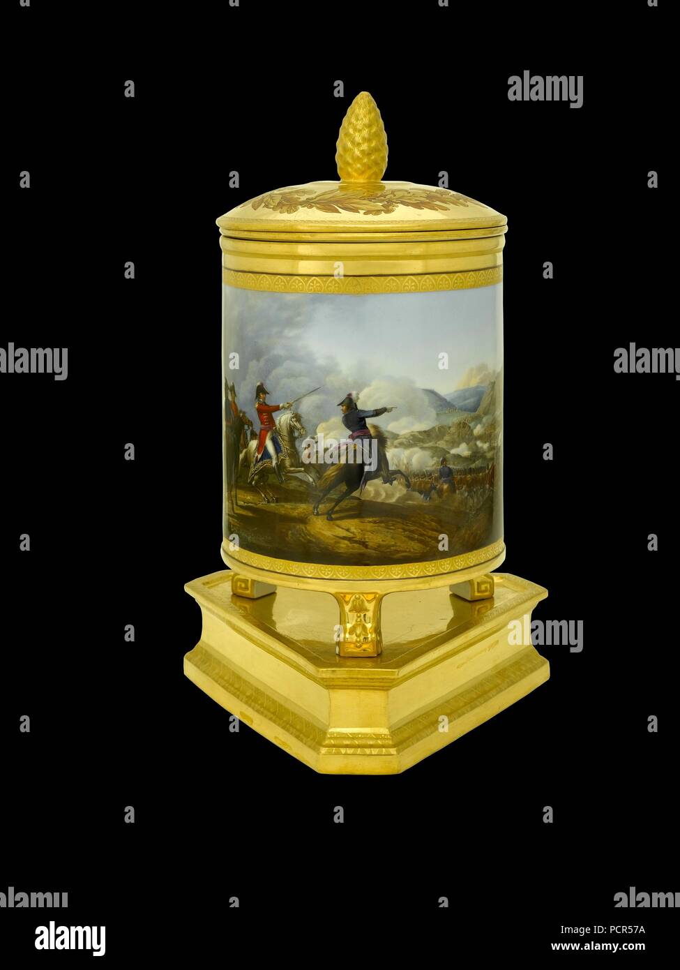 Ice pail showing the Battle of Mallavelly, India, 1799 (1817-1819). Artist: Unknown. Stock Photo