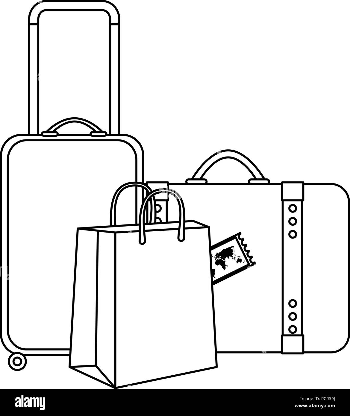 suitcase black and white