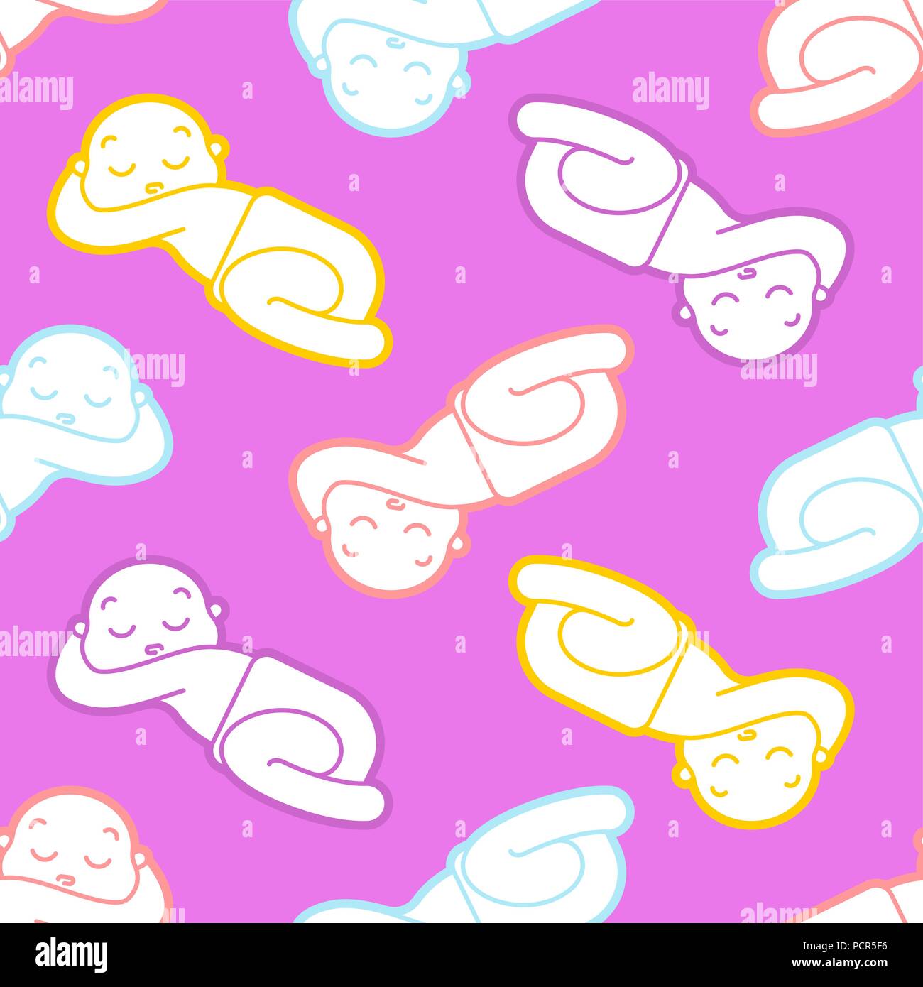 Baby pattern seamless. Newborn background. kid in diaper. Vector
