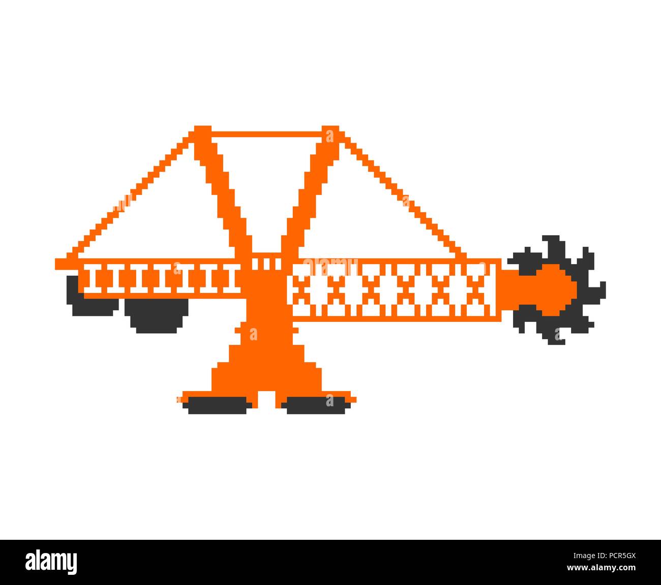 Bucket wheel excavator pixel art. 8 bit Heavy equipment  Vector illustration Stock Vector