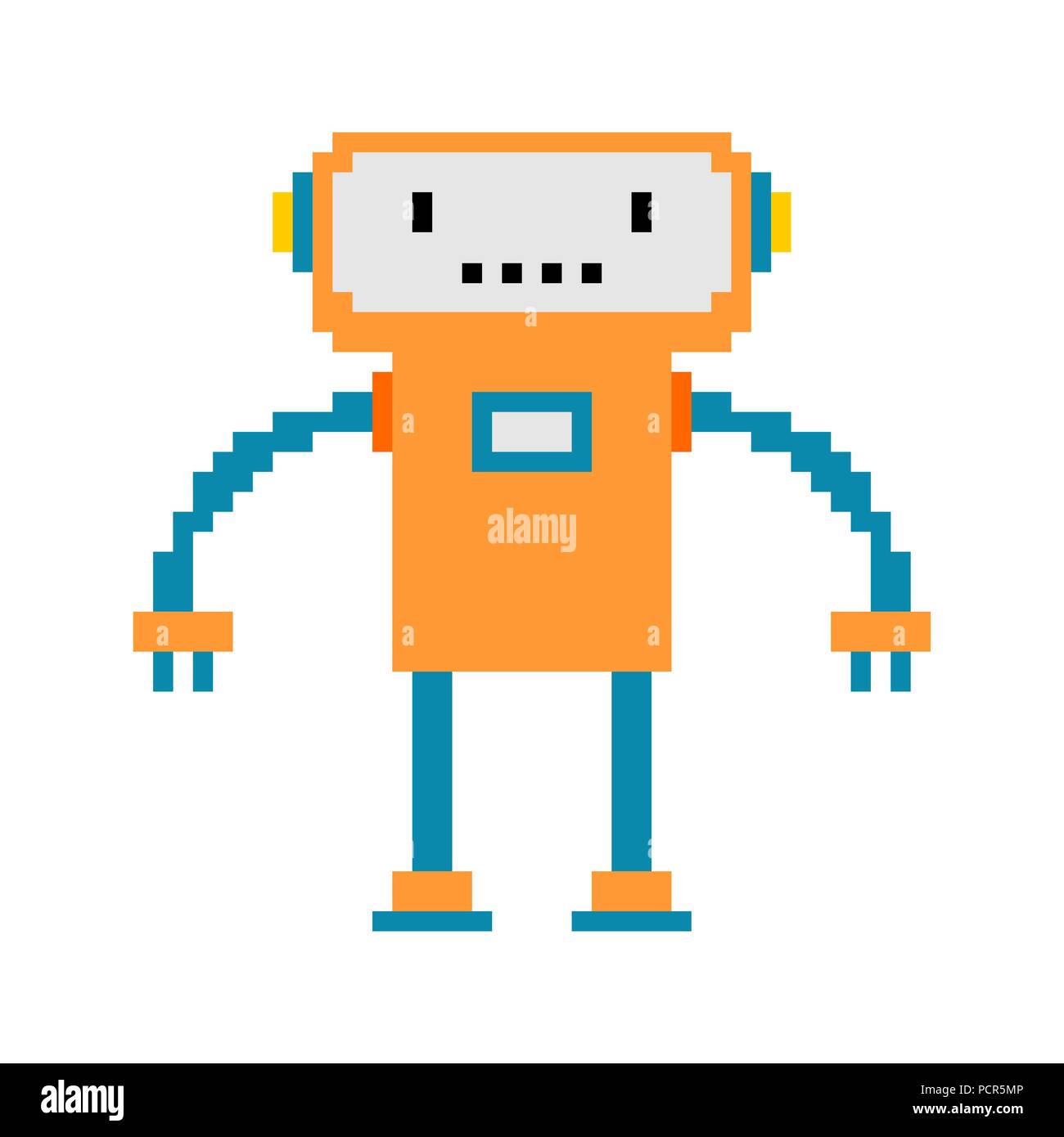 Robot pixel art. 8 bit cyborg. Digital technology toy Vector illustration  Stock Vector Image & Art - Alamy