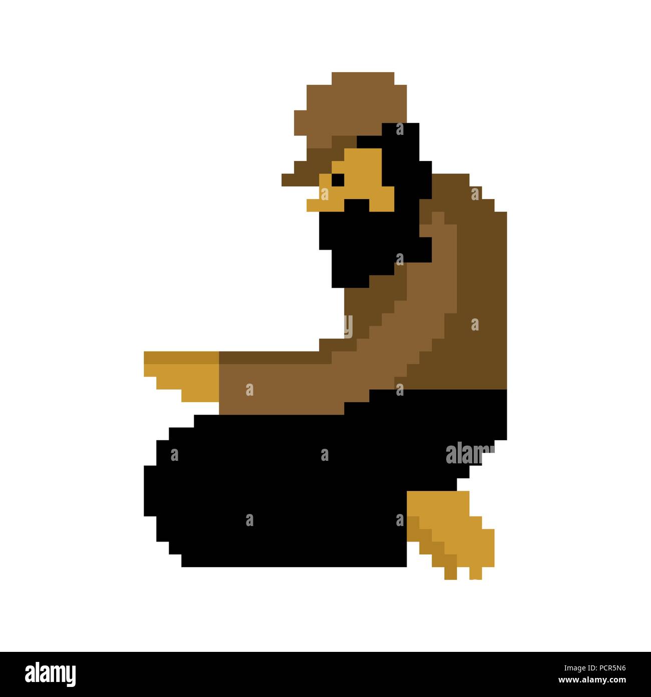 Homeless pixel art. Beggars 8 bit. digital Poor. bum hobo Vector ...