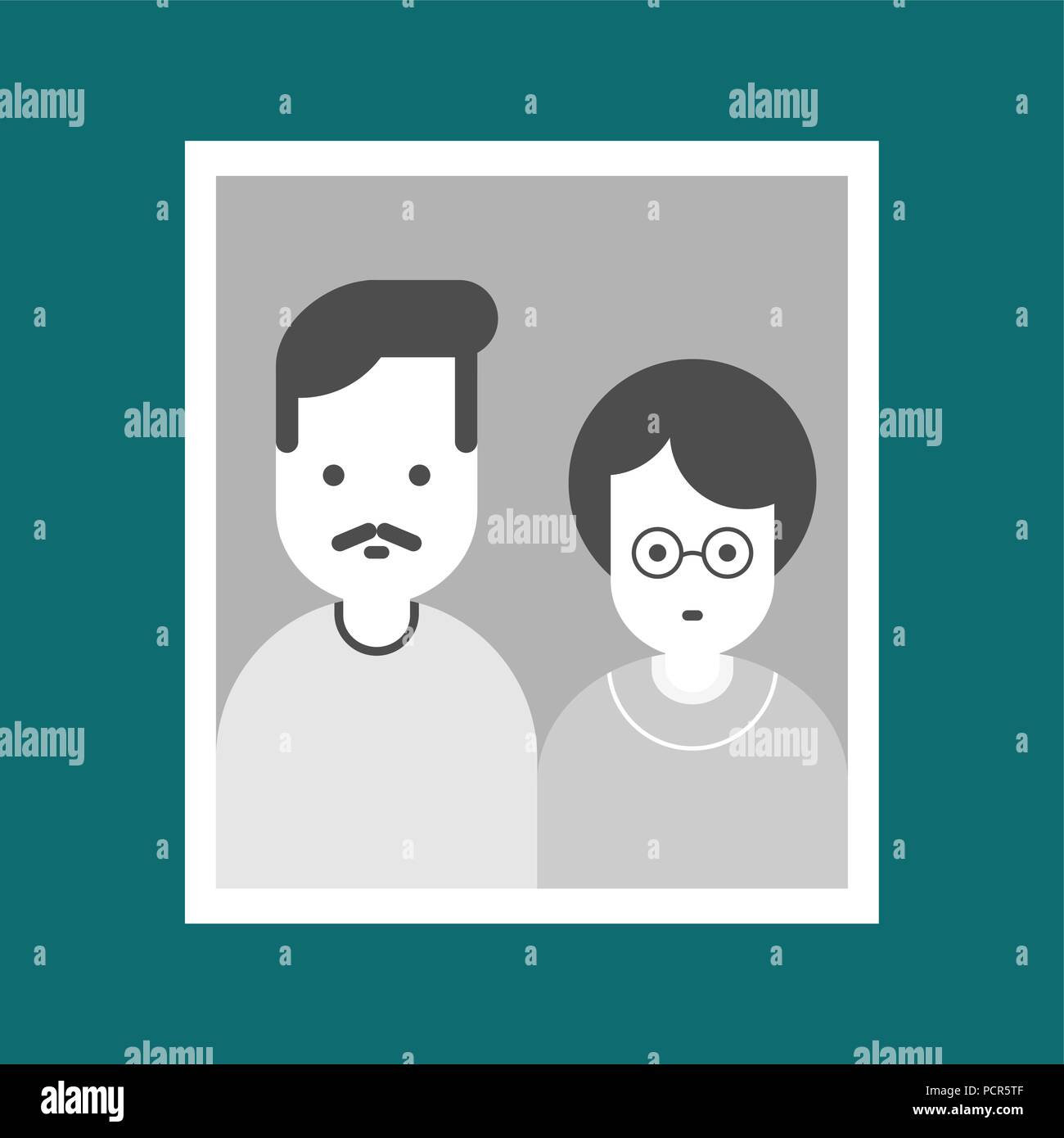 Portrait of parents in frame. Mom and dad. Family photo. Vector ...