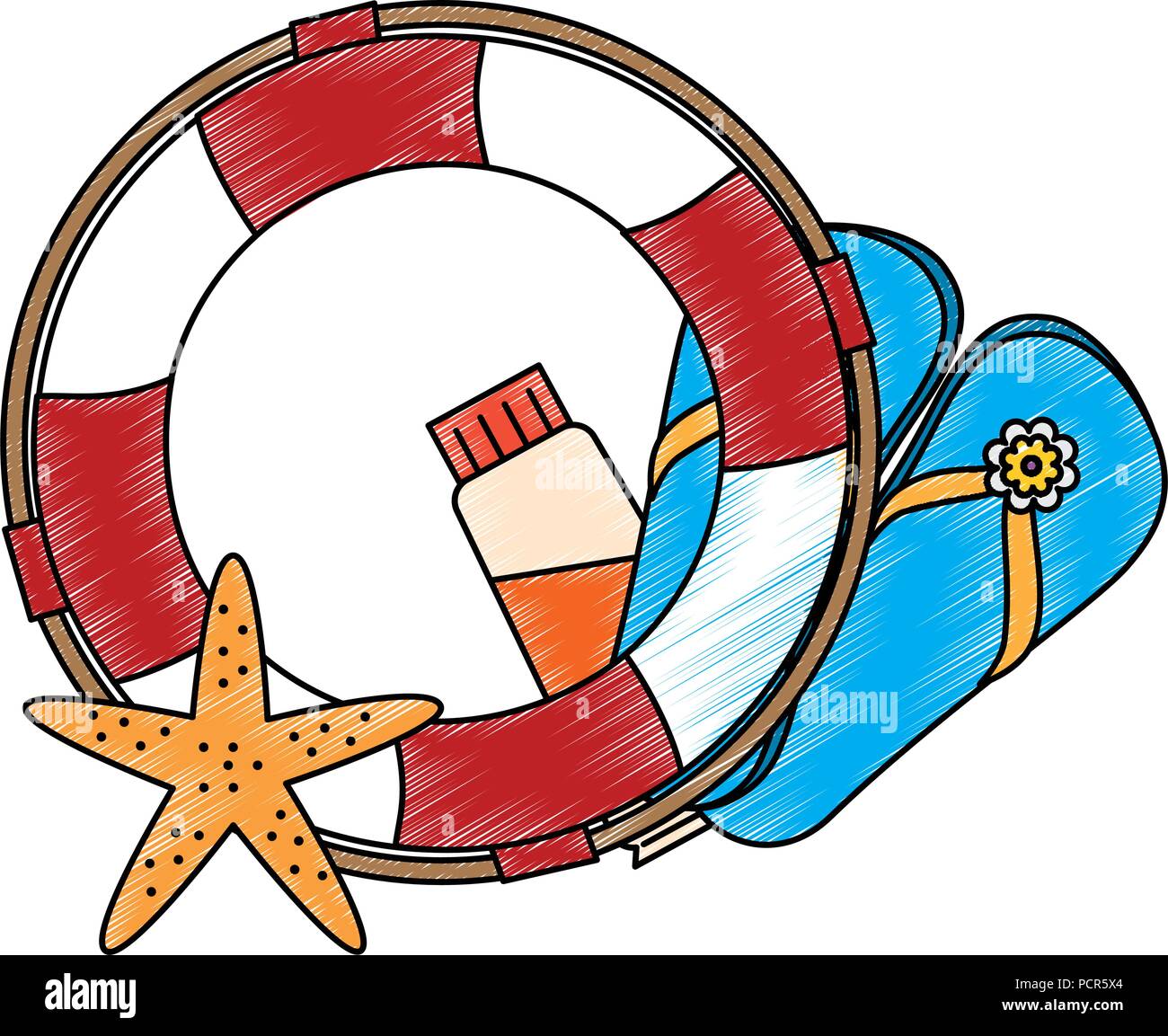 float lifeguard with starfish and sandals Stock Vector Image & Art Alamy