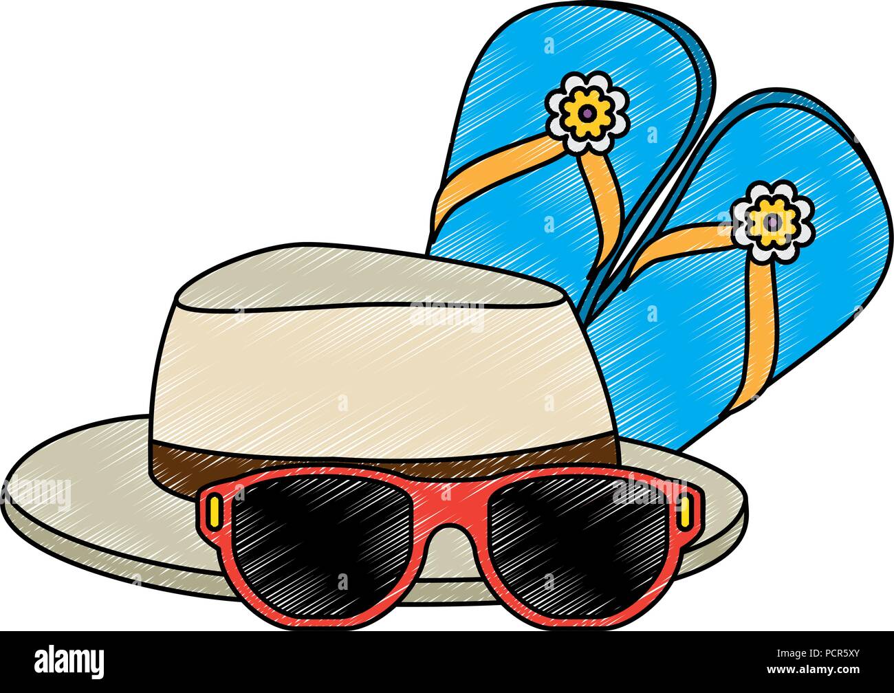 flip flops with sunglasses and hat Stock Vector Image & Art - Alamy