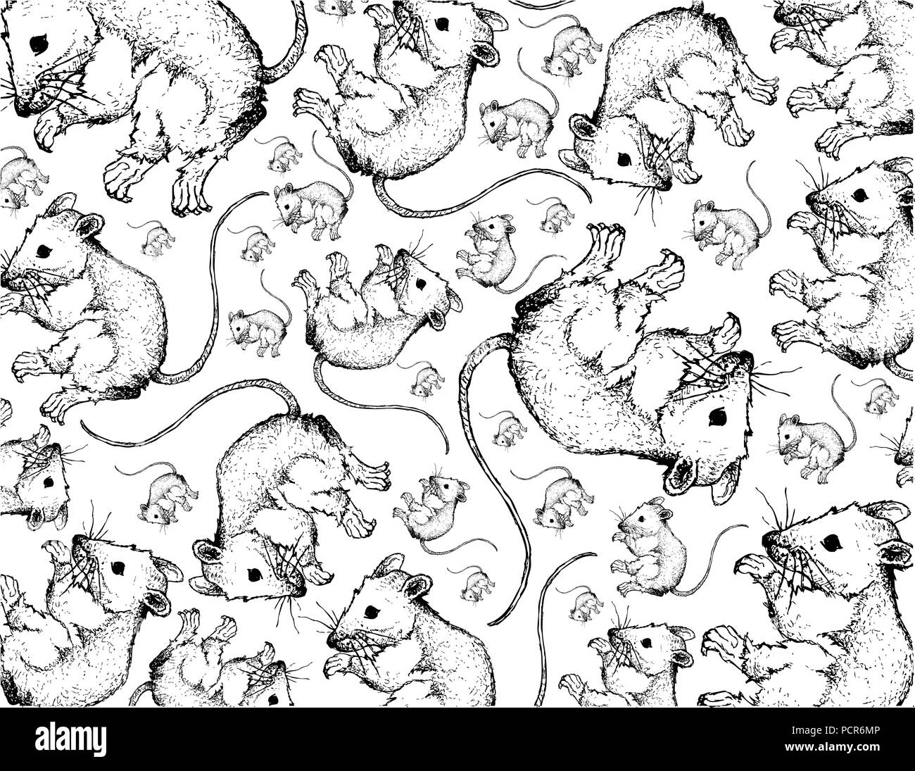 Autumn Animal, Illustration Wallpaper Background of Hand Drawn of Field Mices. Symbolic Animal to Show The Signs of Autumn Season. Stock Vector