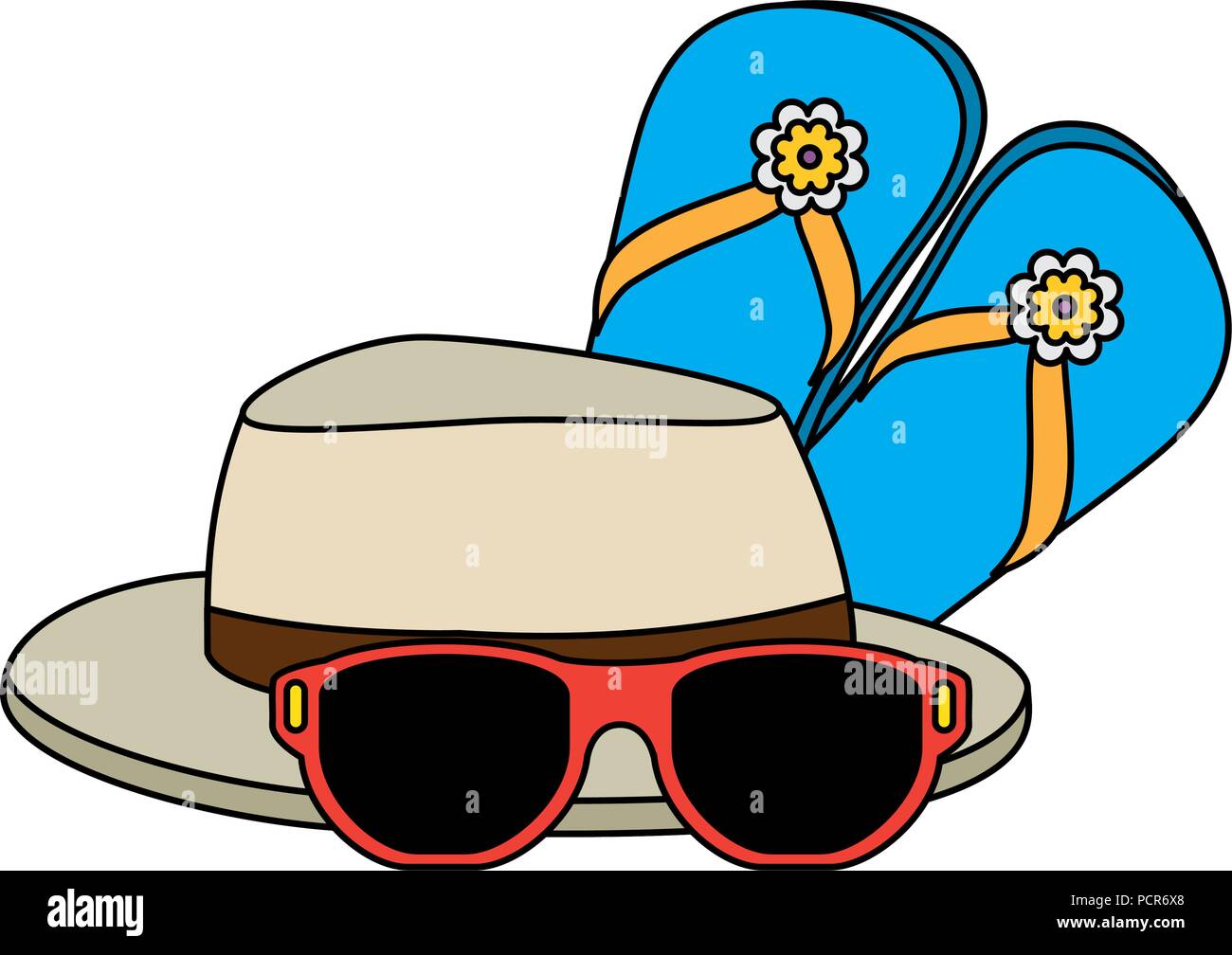 flip flops with sunglasses and hat Stock Vector Image & Art - Alamy