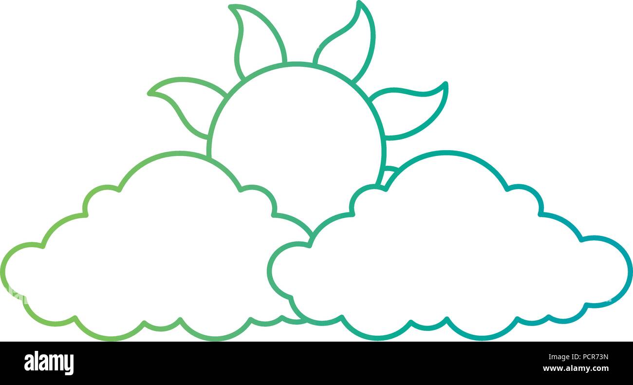 summer sun with clouds Stock Vector