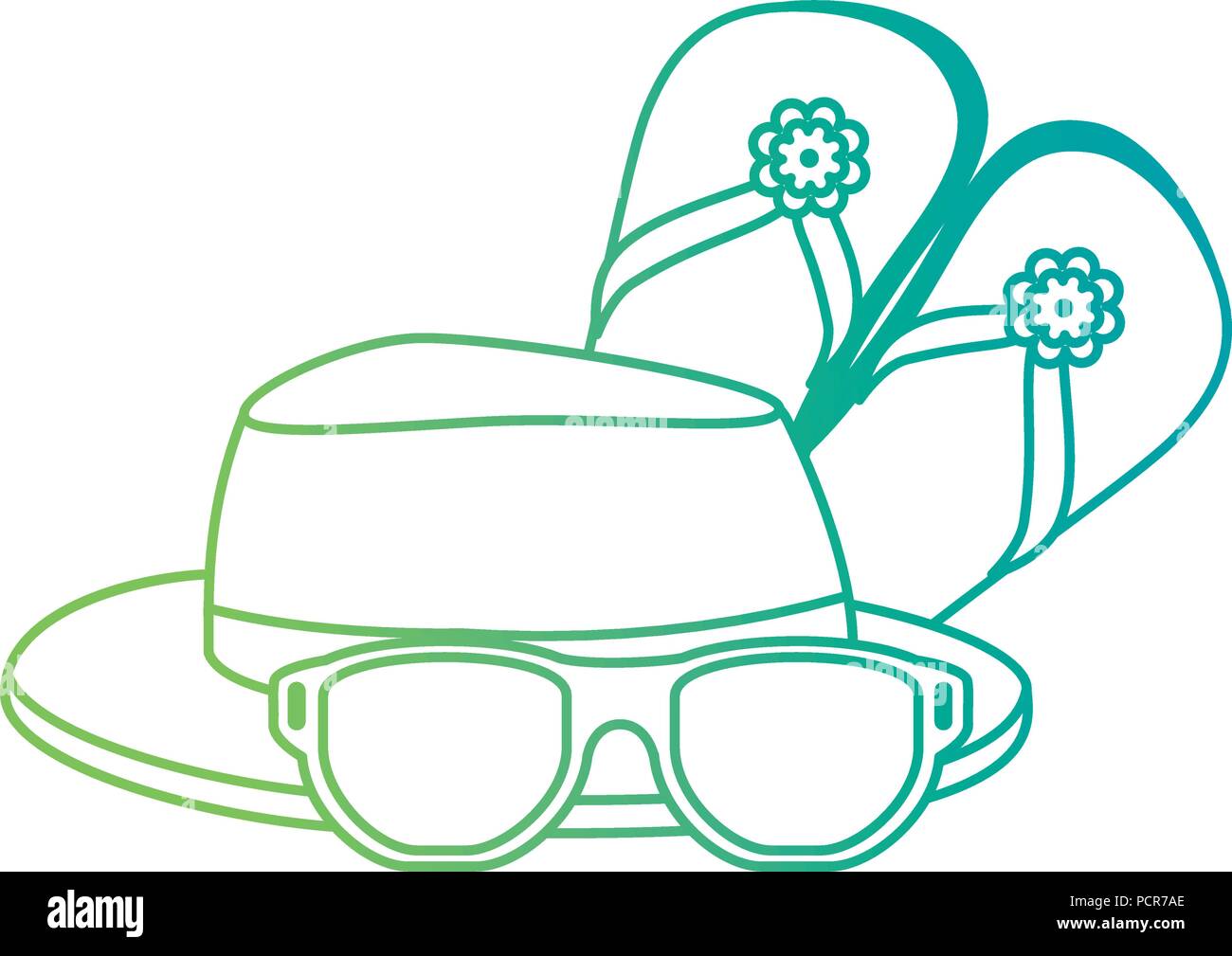 flip flops with sunglasses and hat Stock Vector Image & Art - Alamy