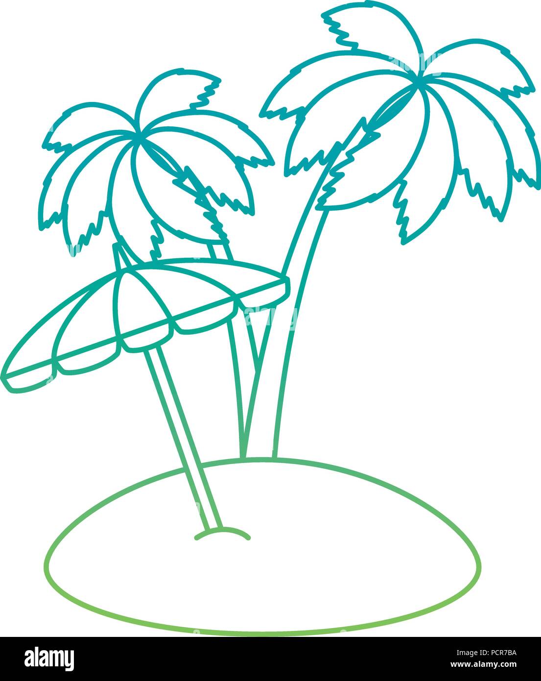 umbrella beach with palms Stock Vector Image & Art Alamy