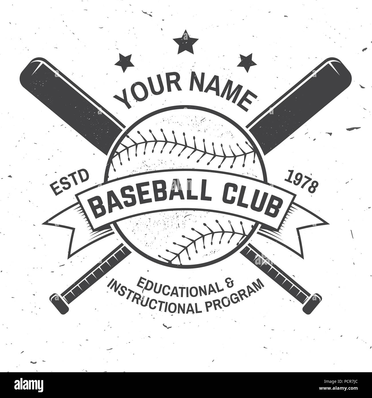 Baseball club badge. Vector illustration. Concept for shirt or logo, print, stamp or tee. Vintage typography design with baseball bats and ball for baseball silhouette. Stock Vector