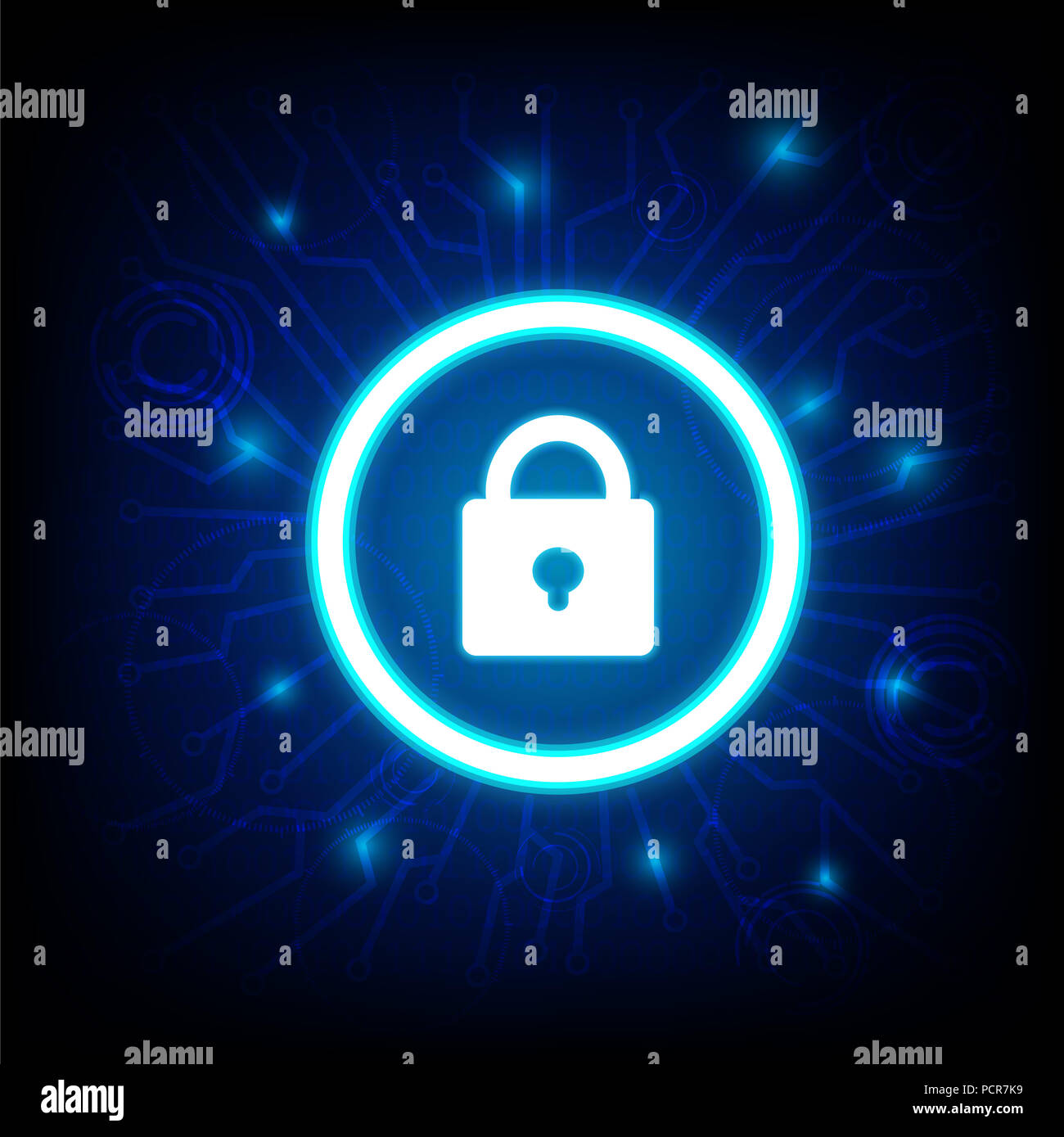 concept of cyber security with key icon vector on dark background Stock ...