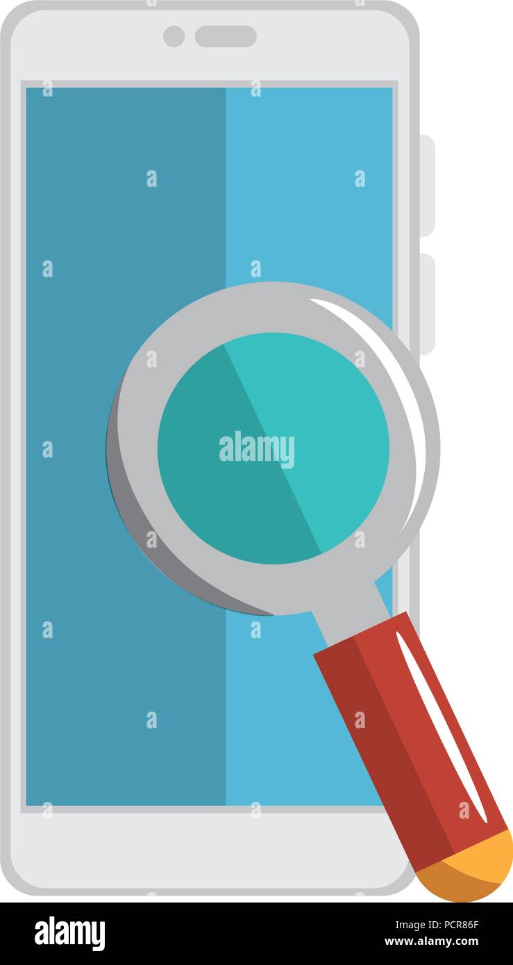 smartphone device with magnifying glass Stock Vector Image & Art - Alamy