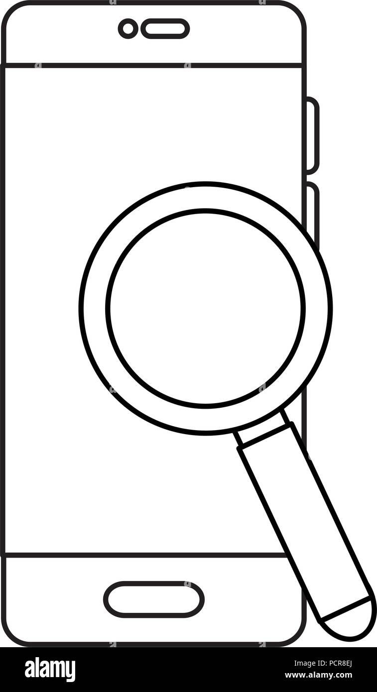 smartphone device with magnifying glass Stock Vector Image & Art - Alamy