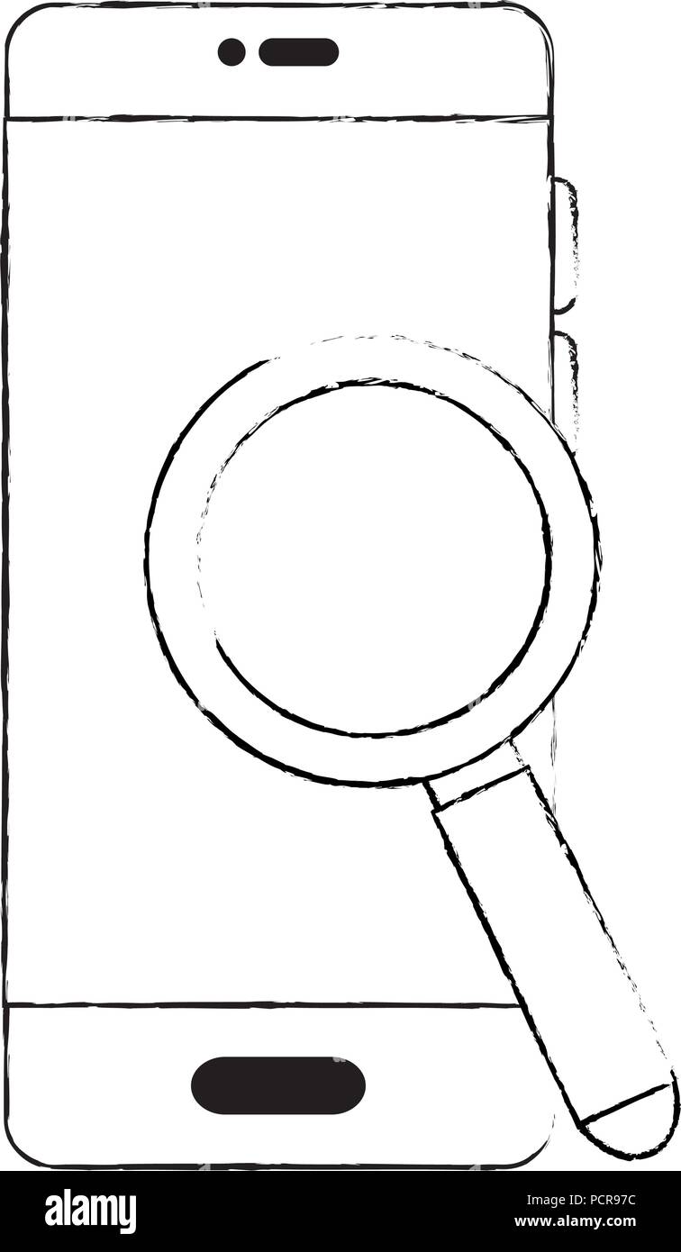 smartphone device with magnifying glass Stock Vector Image & Art - Alamy