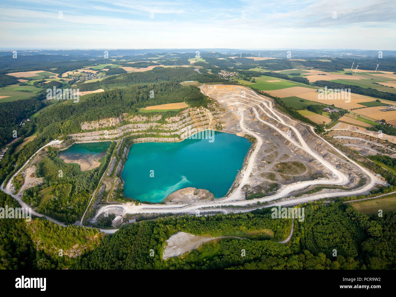 Green Lake in the limestone quarry of RWK Kalk AG Menden - Rheinkalk, Rhine limestone, Eisborn, Balve, Sauerland, North Rhine-Westphalia, Germany Stock Photo