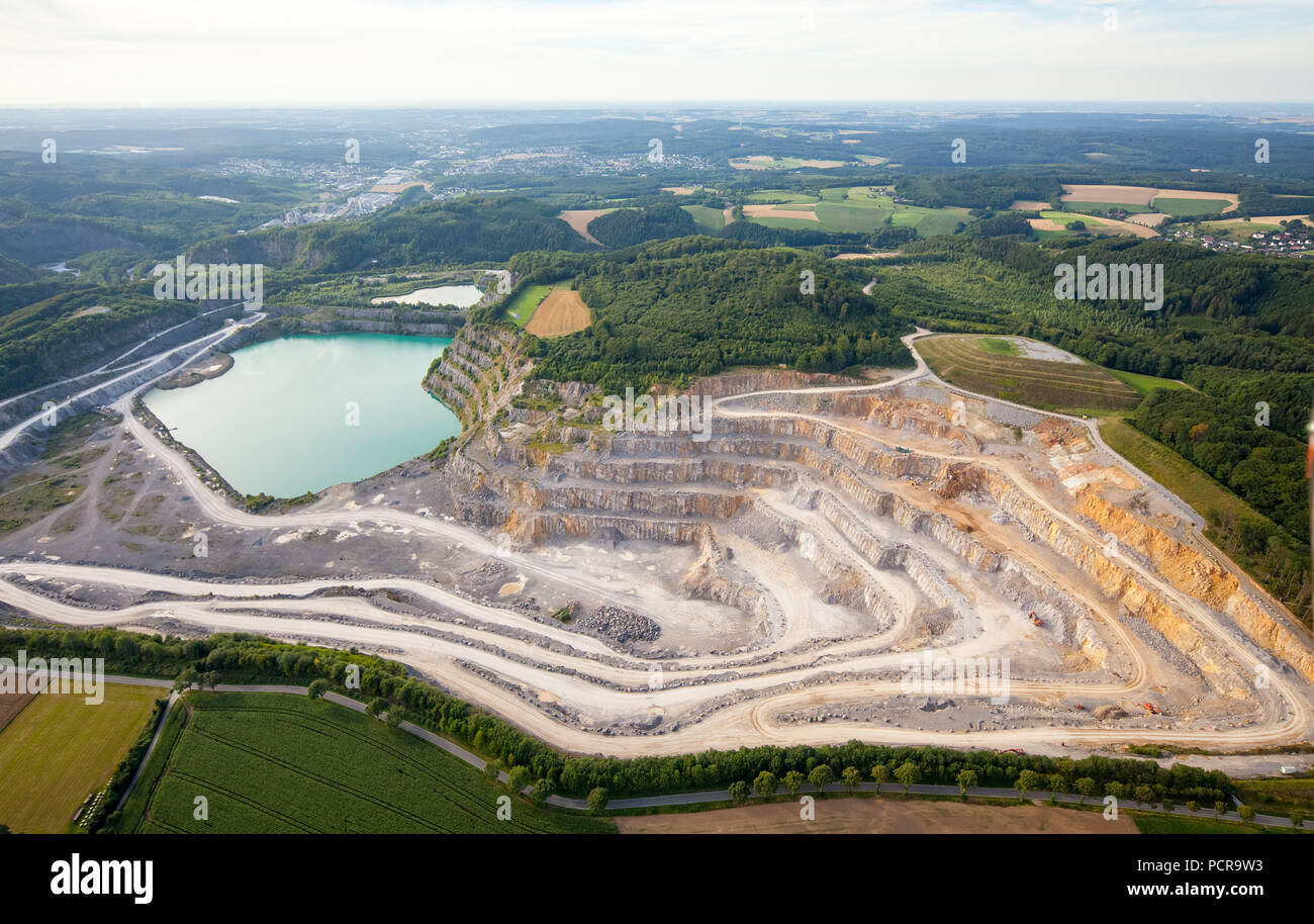 Green Lake in the limestone quarry of RWK Kalk AG Menden - Rheinkalk, Rhine limestone, Eisborn, Balve, Sauerland, North Rhine-Westphalia, Germany Stock Photo