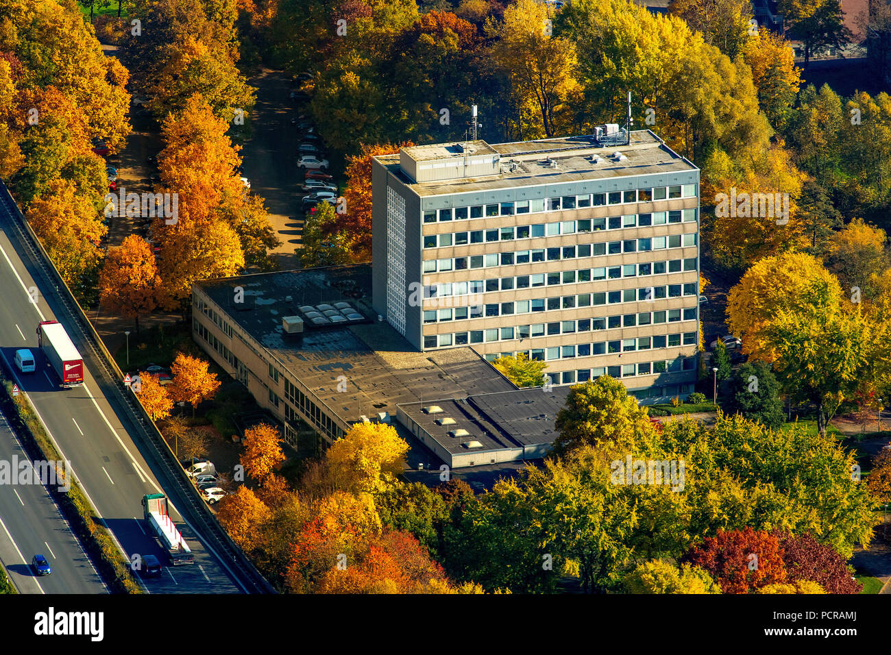City Administration Arnsberg in autumn, Arnsberg, Arnsberg-Neheim, Sauerland, North Rhine-Westphalia, Germany Stock Photo