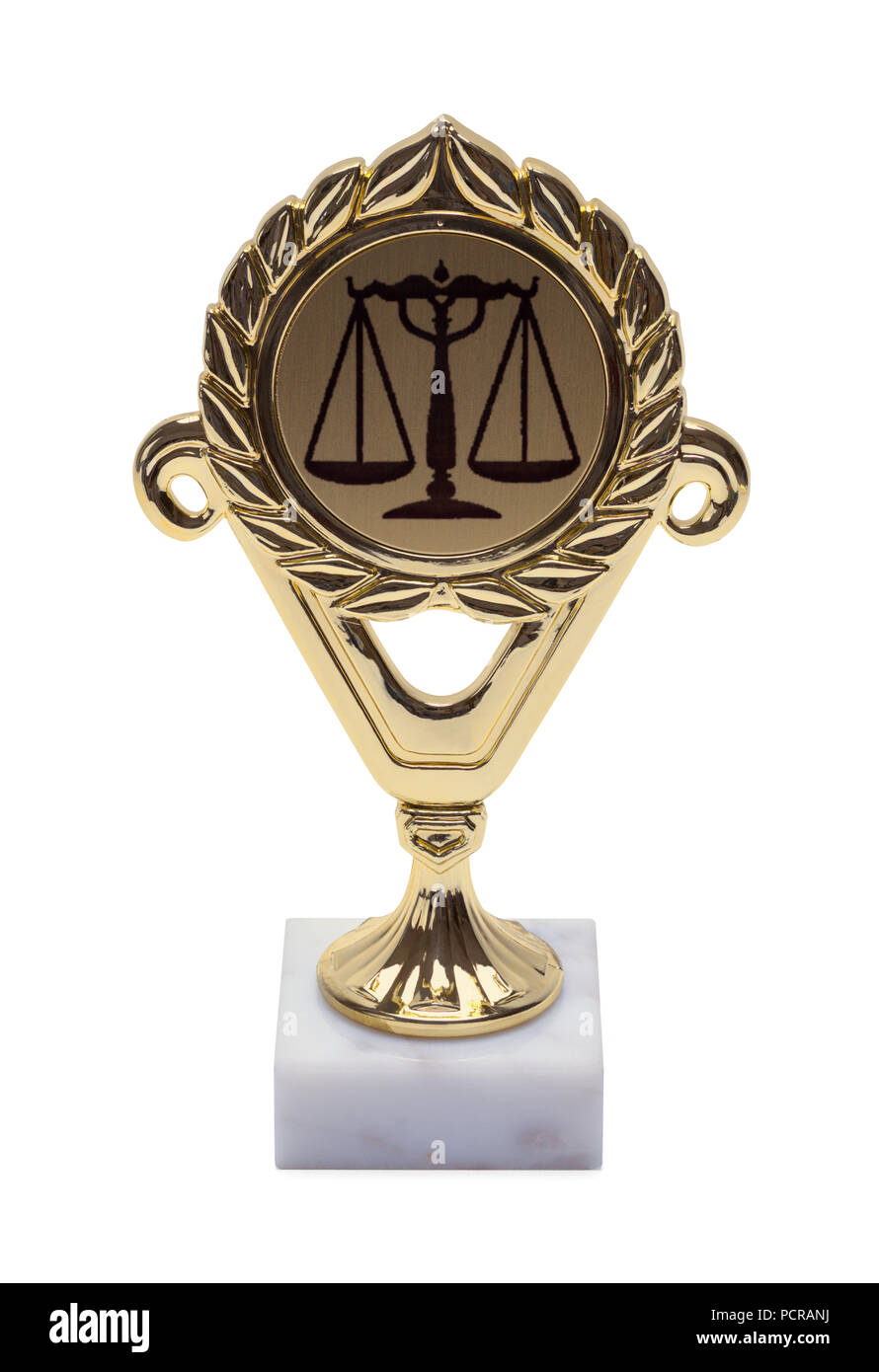 Law Debate Trophy Isolated on White Background. Stock Photo