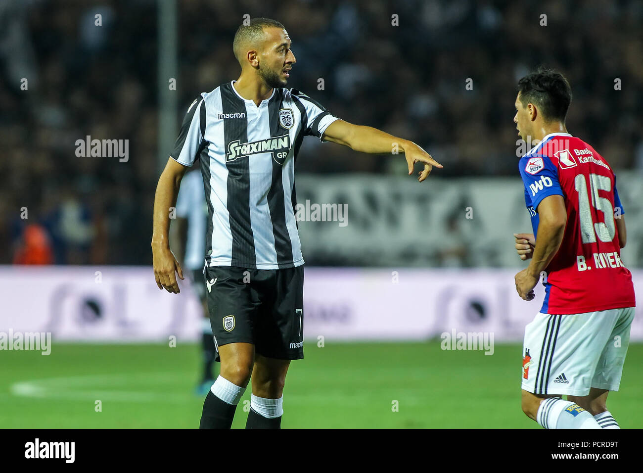 Thessaloniki, Greece - July 24, 2018: Player of PAOK Omar El Kaddouri in action during the UEFA Champions League Second qualifying round , 1st  match  Stock Photo