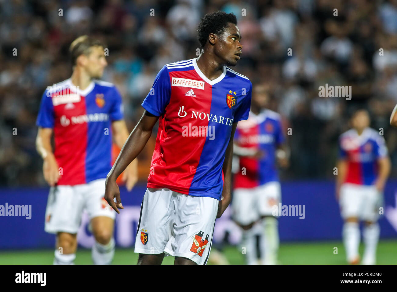 Thessaloniki, Greece - July 24, 2018: Player of Basel Dimitri Oberlin in action during the UEFA Champions League Second qualifying round , 1st  match  Stock Photo