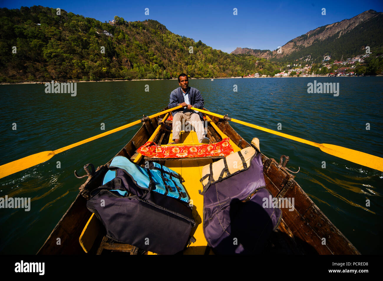 Boat ride at Nainital Lake, Naini Tal Uttarakhand, India Stock Photo