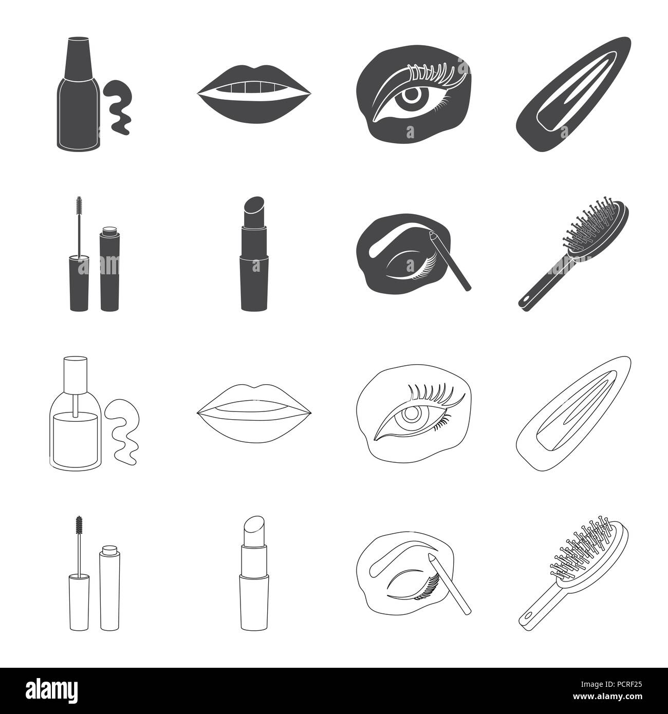 Mascara, hairbrush, lipstick, eyebrow pencil,Makeup set collection