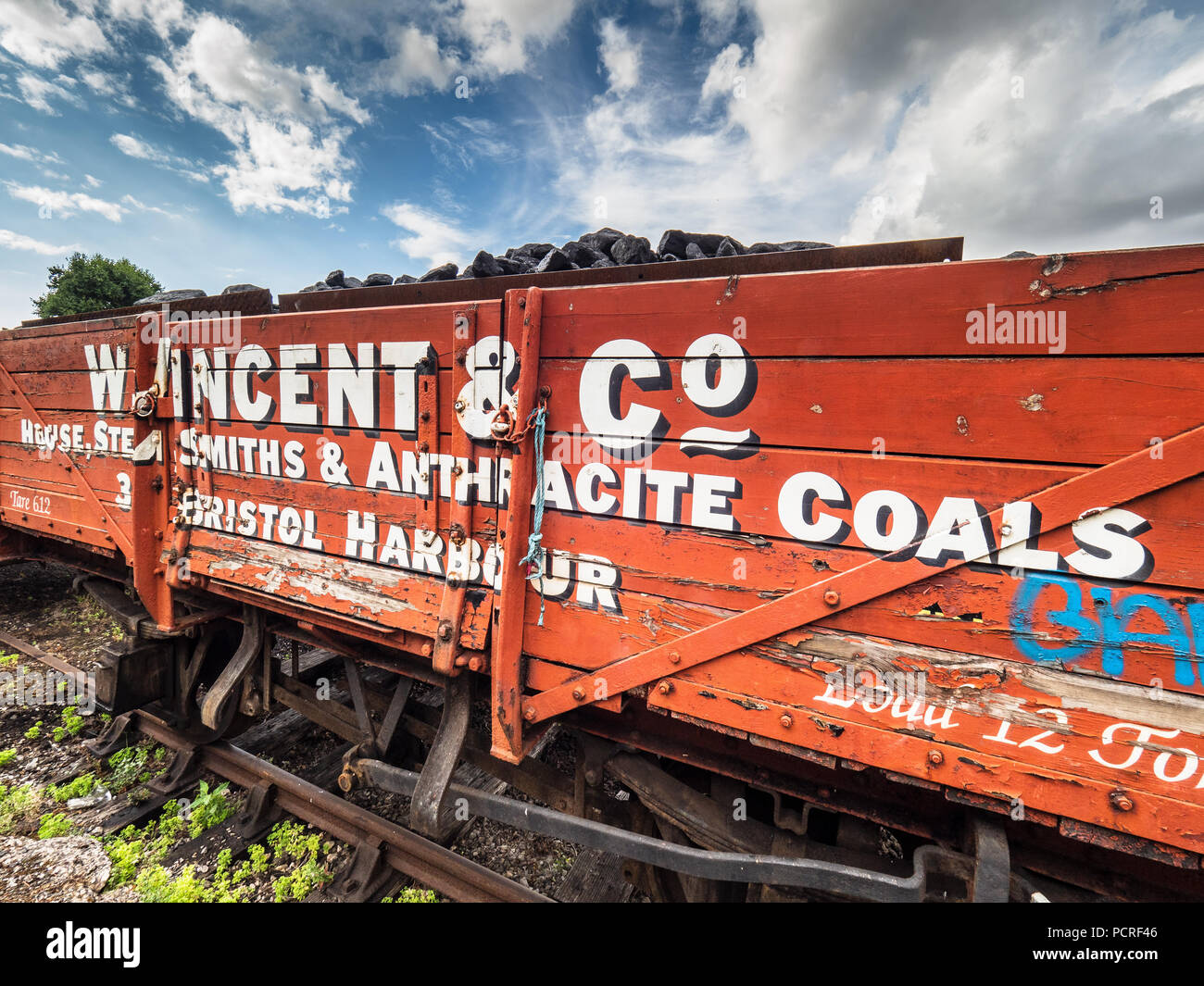 Vintage Coal Truck on Bristol Docks, Bristol Harbour Railway, a heritage railway in Bristol, England operated by Bristol Museums Galleries & Archives Stock Photo