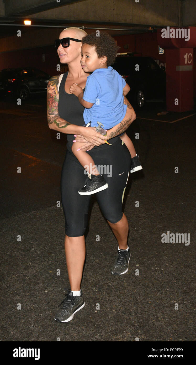 LOS ANGELES, CA JULY 03 Amber Rose showers her son Sebastian