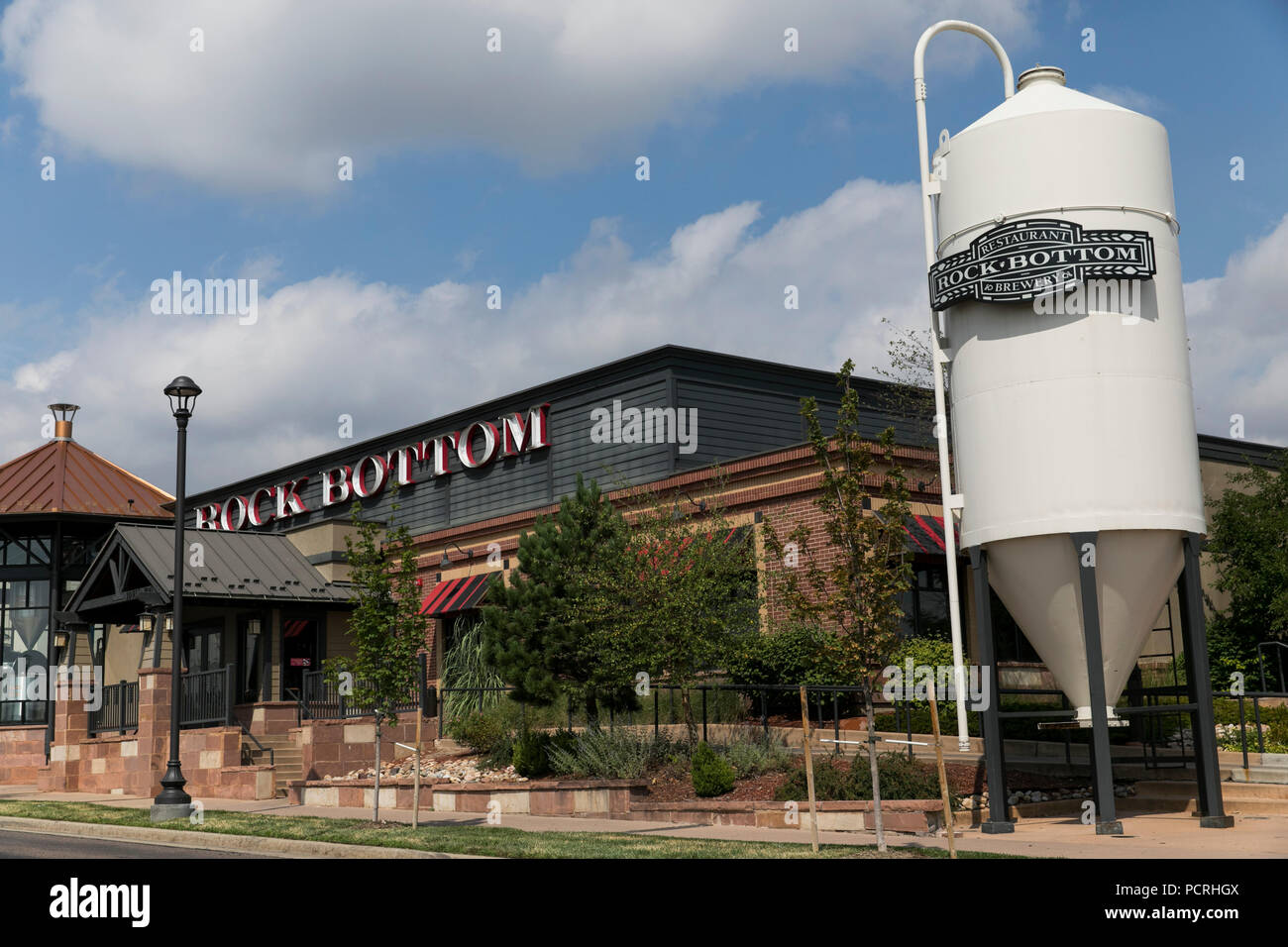 A logo sign outside of a Rock Bottom Restaurant & Brewery restaurant location in Westminster, Colorado, on July 23, 2018. Stock Photo