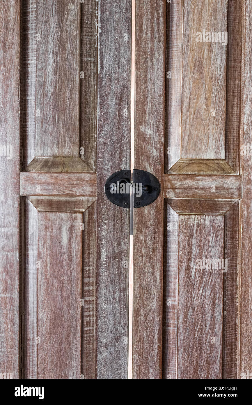 Vintage Door Knob On Wooden Antique Door Furniture Stock