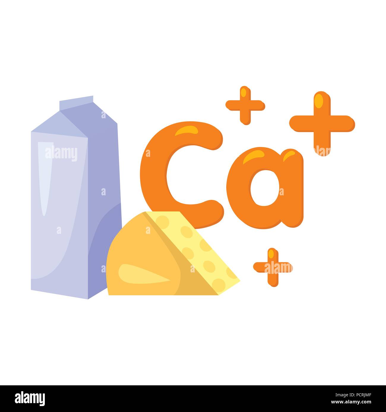 Sources of Calcium icon in cartoon style isolated on white background. Dental care symbol vector illustration. Stock Vector