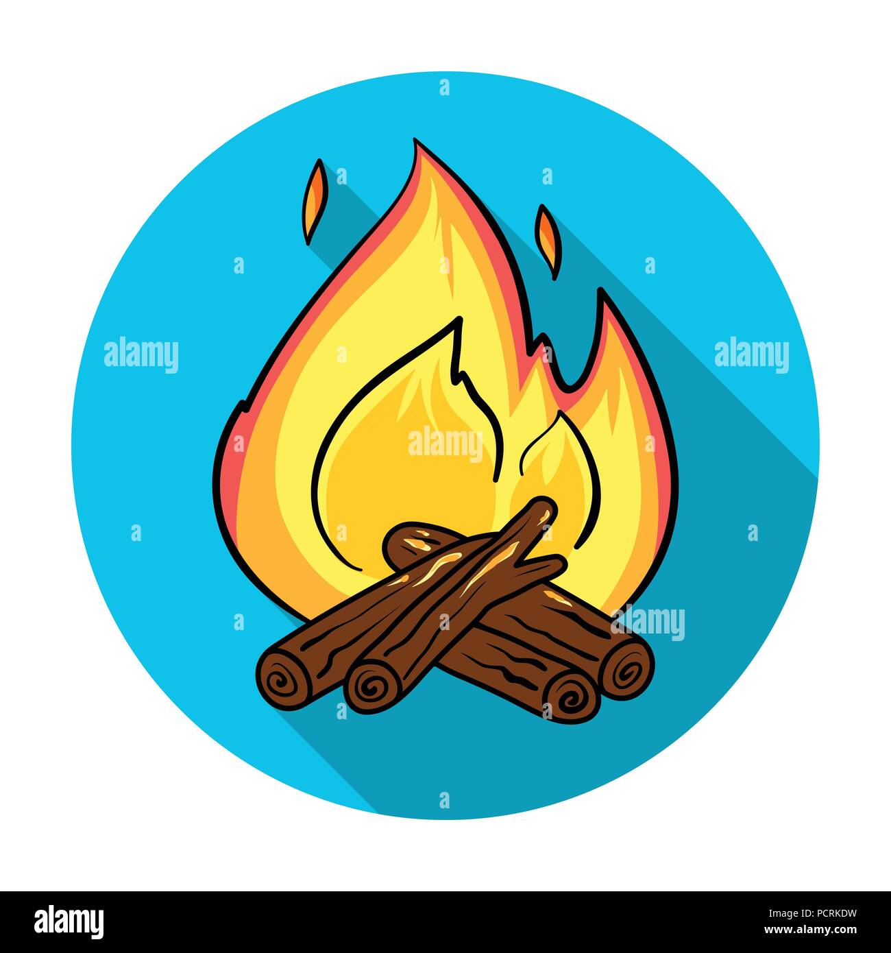 Campfire icon in flat design isolated on white background. Fishing ...