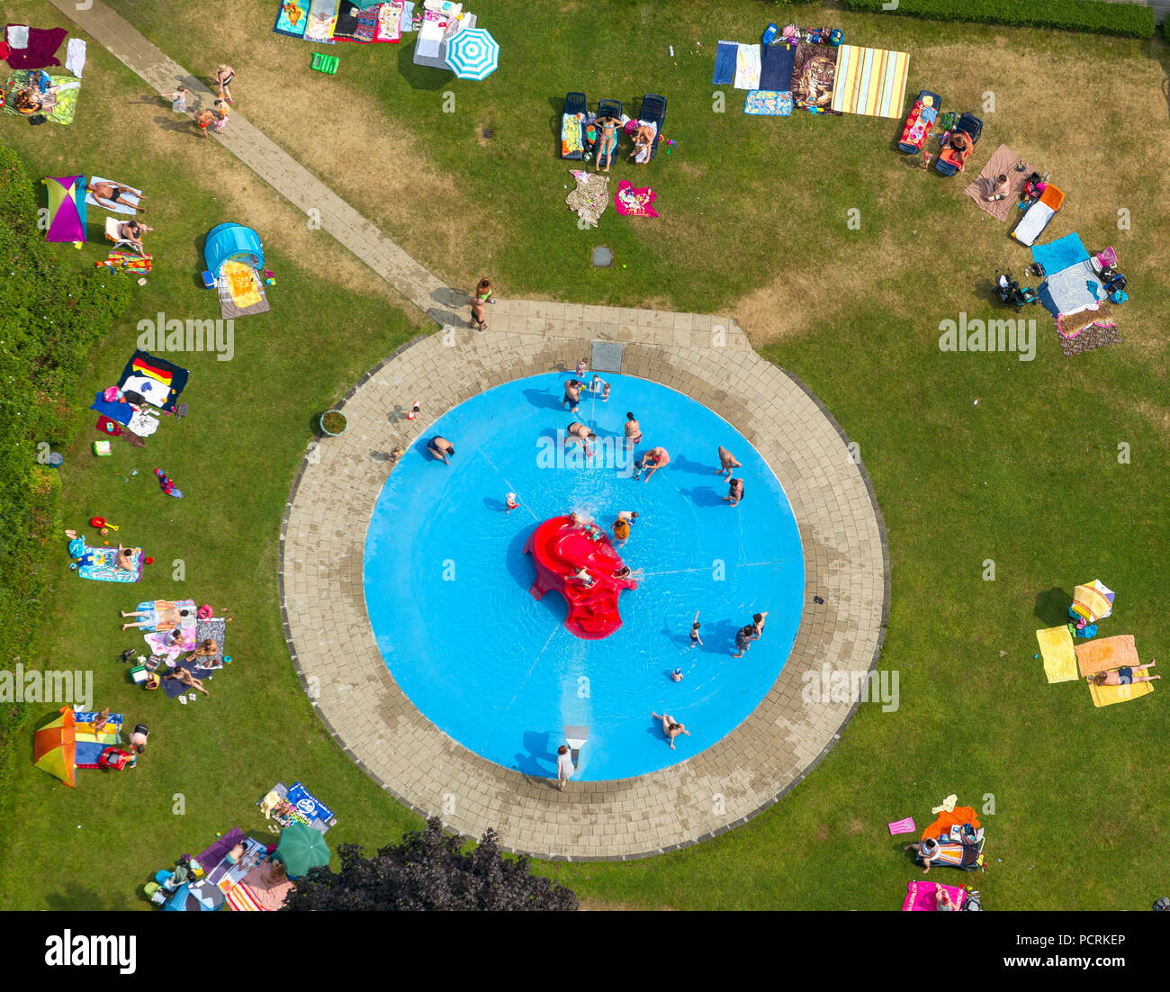 Kiddie pool, Platsch Wasserwelt outdoor swimming pool, aerial view of Ennepetal Stock Photo