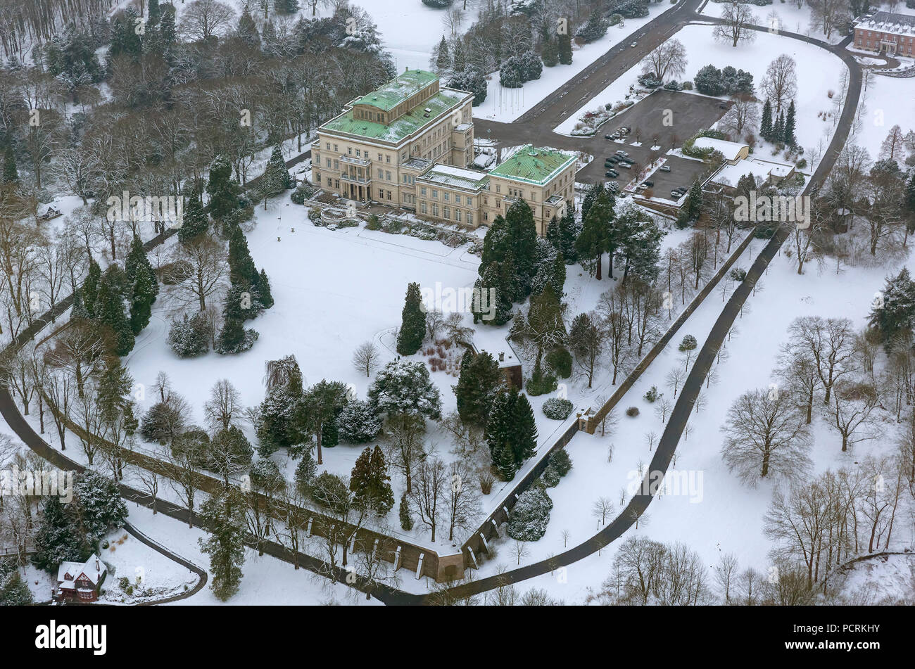 Aerial photo, Villa Hügel, mansion of the Krupp family, Essen, Ruhr area, North Rhine-Westphalia, Germany, Europe Stock Photo