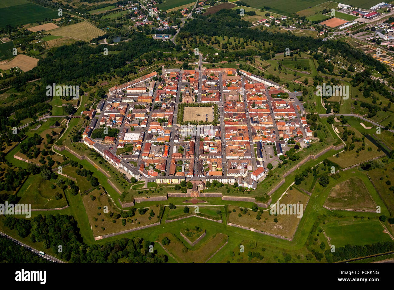 Medieval fortress, fortified town of Neuf-Brisach - one of the masterpieces by Vauban, Volgelsheim, Haut-Rhin department, Grand-Est region, France Stock Photo