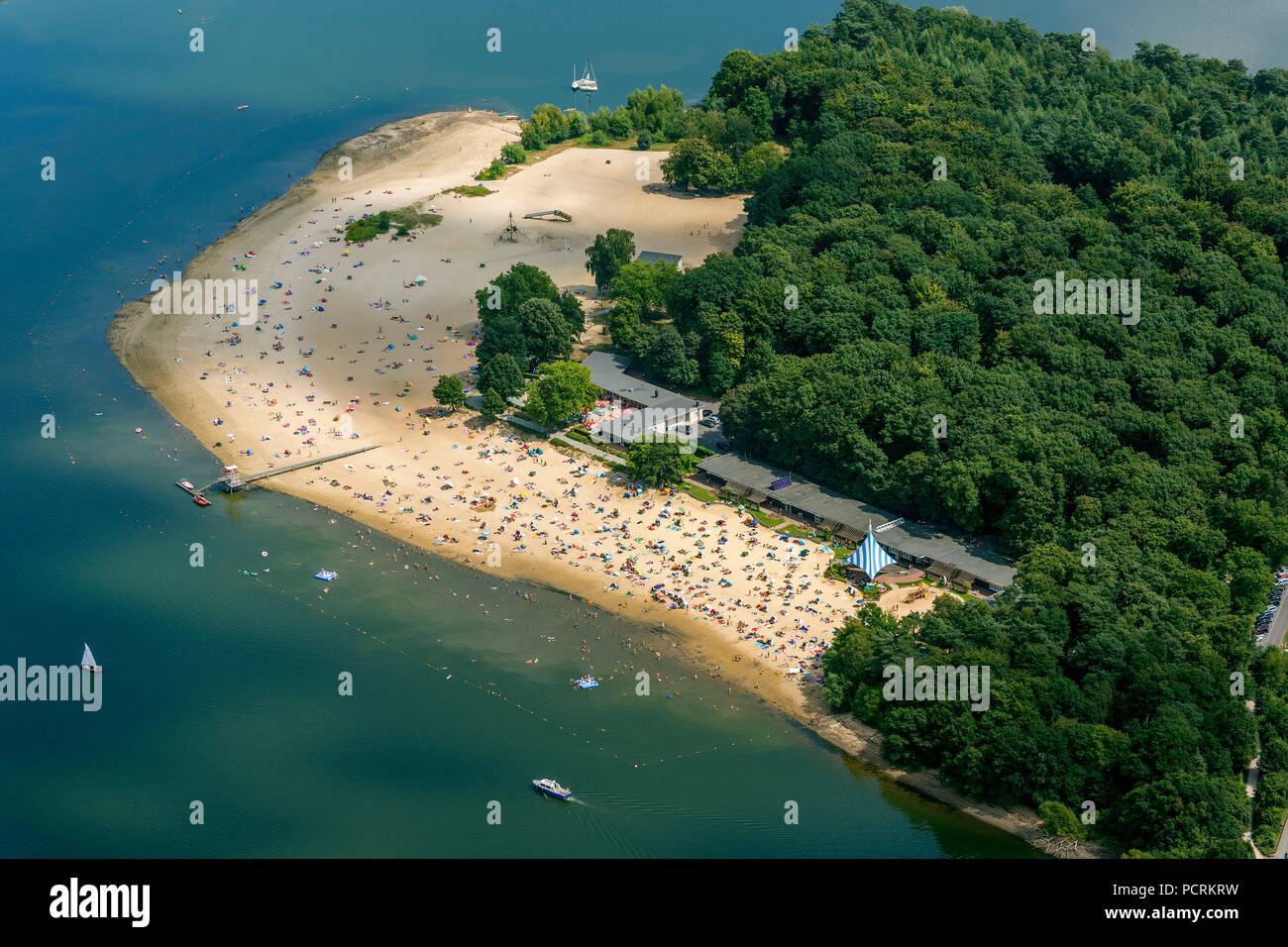 Haltern reservoir with lido and terrace hires stock photography and