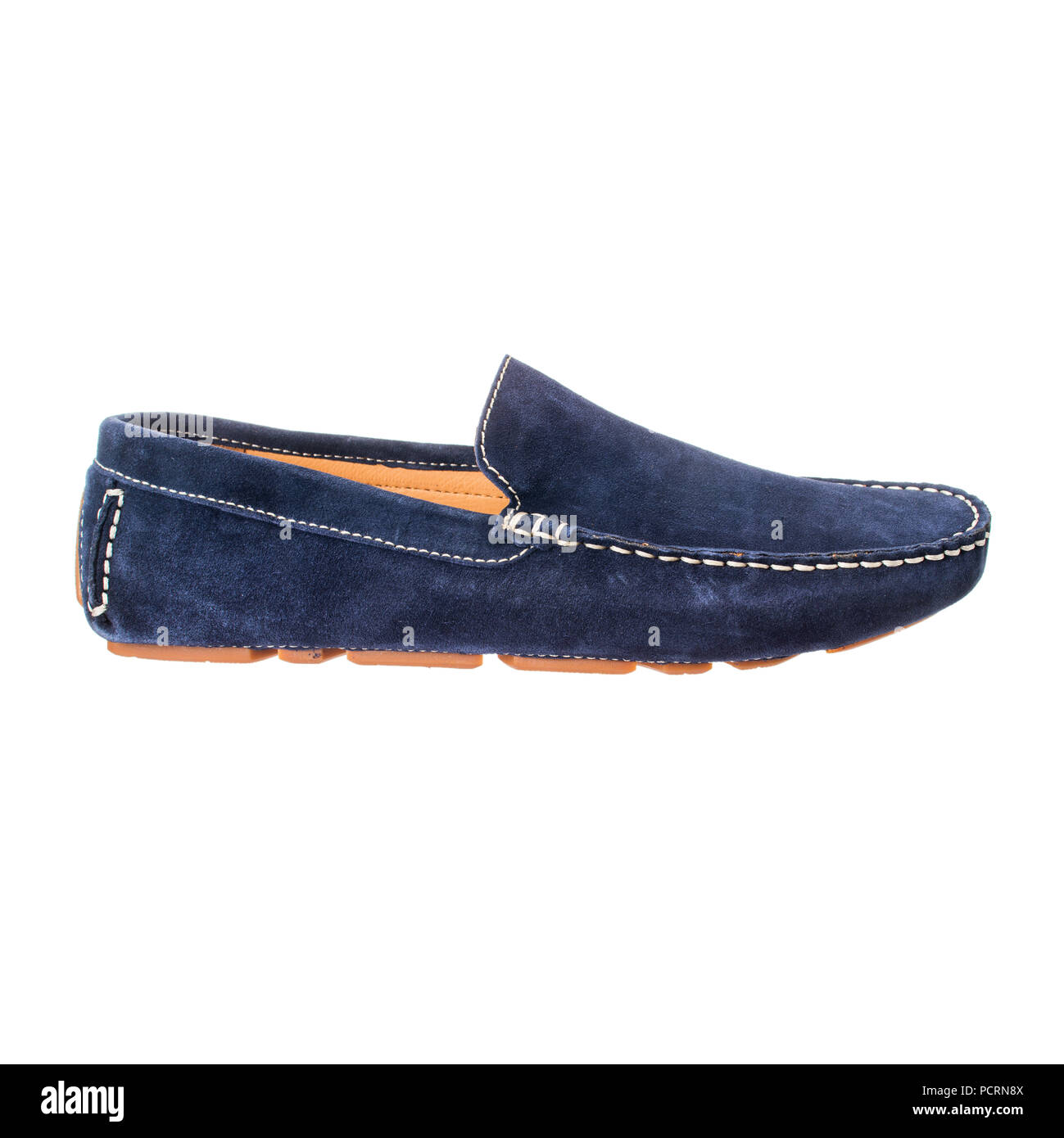 blue men's moccasins of suede unpolished leather Stock Photo - Alamy