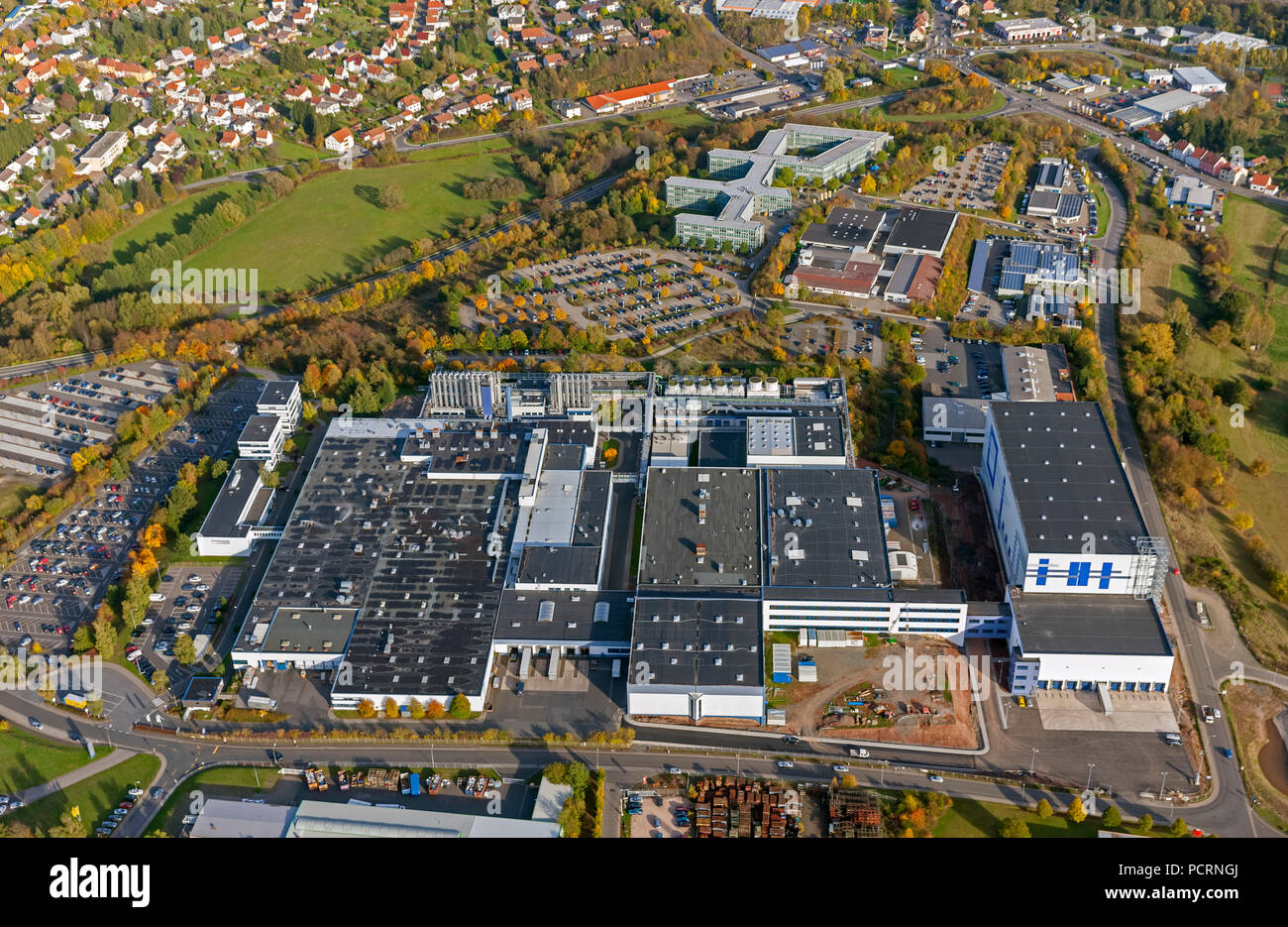 Aerial photograph, Fresenius Medical Care Germany GmbH, Sankt Wendel, Saarbrücken, Saarland, Germany, Europe Stock Photo