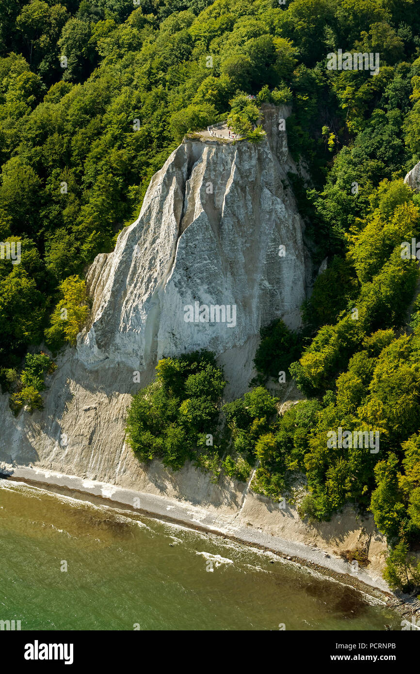 Aerial view, chalk cliffs, Jasmund National Park, Grosse Stubbenkammer ...