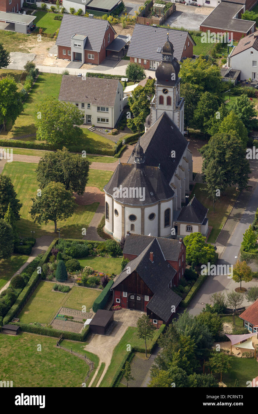 Aerial view, parish church of St. Vitus, St. Vit, Rheda-Wiedenbrück, Soester Börde, North Rhine-Westphalia, Germany, Europe Stock Photo