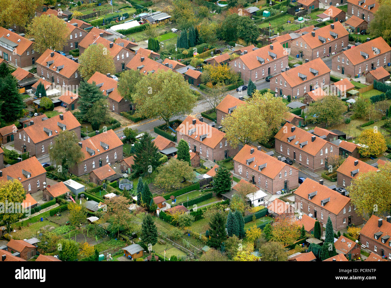 Aerial view, Eisenheim colony, Oberhausen, Ruhr area, North Rhine-Westphalia, Germany, Europe Stock Photo