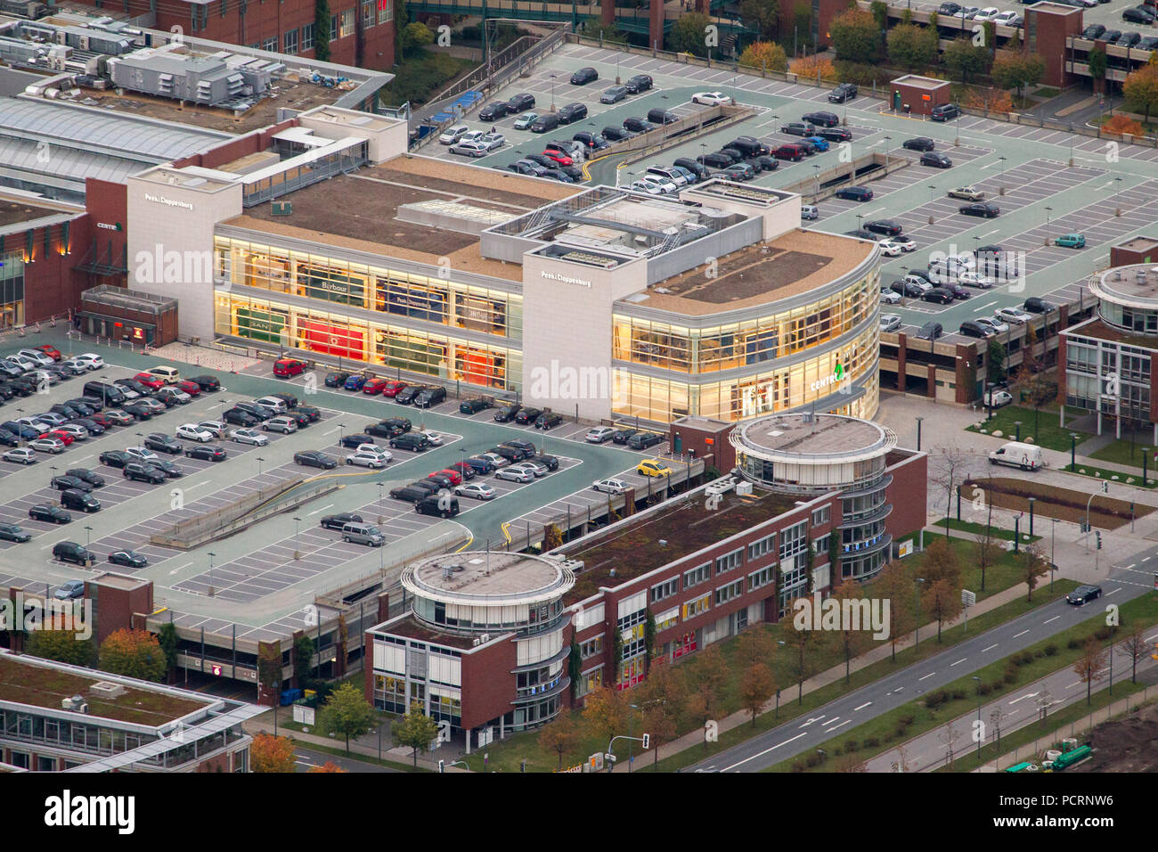 Aerial view, Centro, Neue Mitte, finished annex Peek and Cloppenburg, Oberhausen, Ruhr area, North Rhine-Westphalia, Germany, Europe Stock Photo