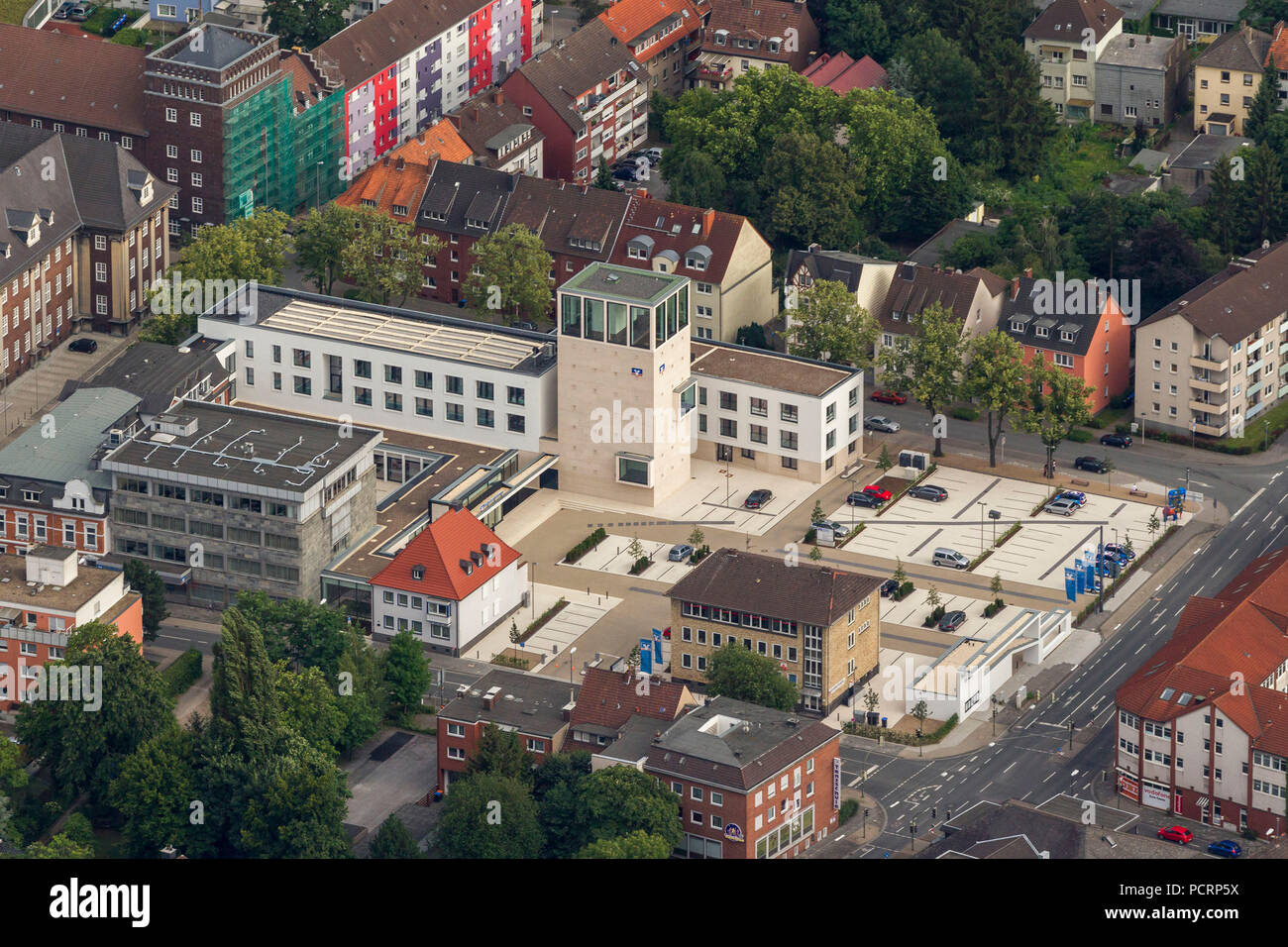 Aerial view, Volksbank Hamm Mitgliederoase, Hamm, Ruhr area, North Rhine-Westphalia, Germany, Europe Stock Photo