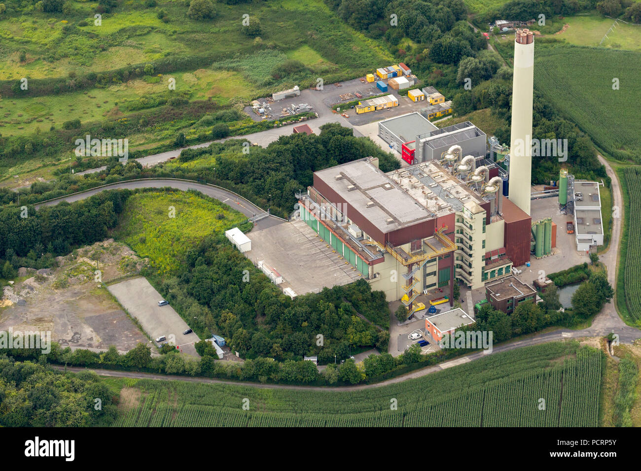 Aerial photo, waste incineration plant Hamm, Hamm, Ruhr area, North Rhine-Westphalia, Germany, Europe Stock Photo